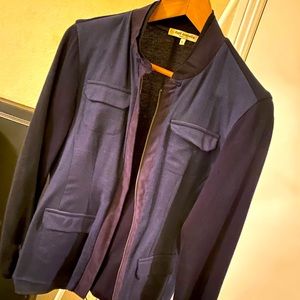 Spun Cashmere Rani Arabella Zip up Cardigan Jacket with suede trim.